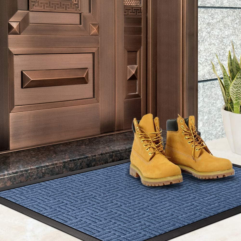 Blue 36 x 60 inch Mibao Entrance Door Mat Large Heavy Duty Front Outdoor Rug Non-Slip Welcome Doormat for Entry