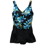Women's Plus Floral V-Neck Swim Dress