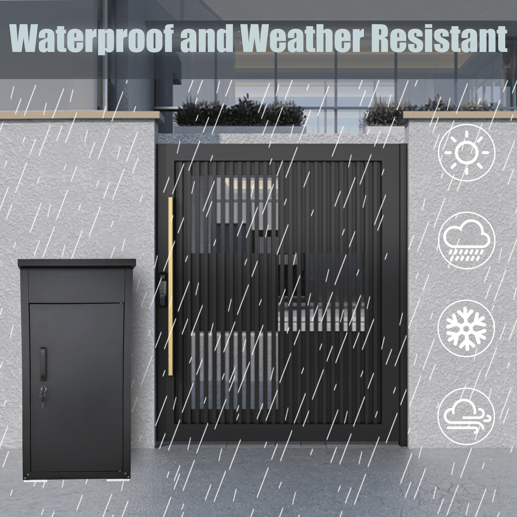 Package Delivery Box for Outside, Anti-Theft Lockable Parcel Drop Box for Packages & Mails, Large Waterproof Delivery Box for Porch, House, Curbside