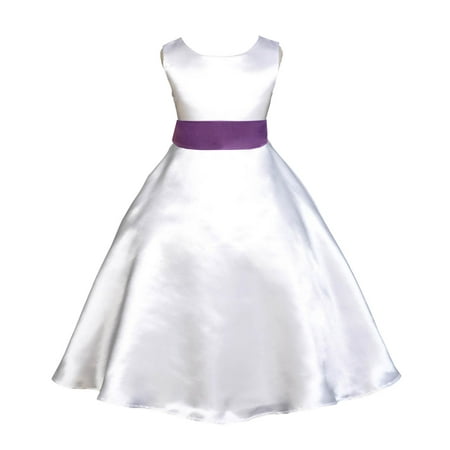 - Ekidsbridal Formal Satin White A-Line Flower Girl Dress Bridal Bridesmaid Wedding Pageant Toddler Recital Easter Summer Reception Communion Graduation Baby Baptism Special Occasions 821s