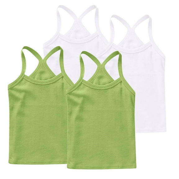 ZACPNCV 4 Pieces Girls Dance Tank Tops Racerback Camisole Undershirts Spaghetti Strap Camis Dance Clothes Tank Tops for Girls White 12-24 Months