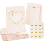 Party Favor Bags, Swan Princess Party Supplies (8.6 x 5.1 in, Pink, 24-Pack)
