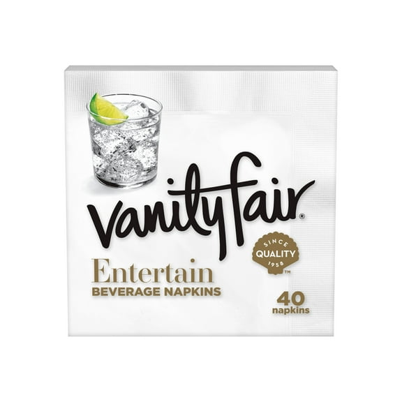 Vanity Fair Entertain Beverage Napkin 2-Ply White 40/Pack 12 Packs/Carton 35134