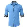 thumbnail image 4 of Shirts for Men Button Down 2025 Spring New Long Sleeve Large Collar Business Checkered Color Dark Gray Beach Fall Clothes for Men size XXL, 4 of 5