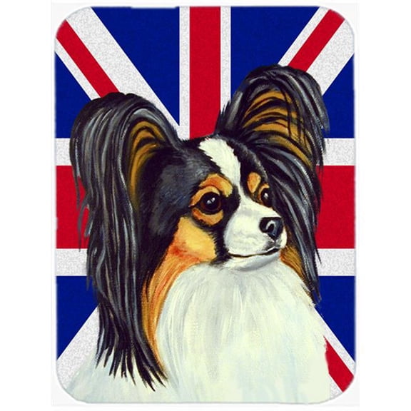 7.75 x 9.25 In. Papillon With English Union Jack British Flag Mouse Pad, Hot Pad Or Trivet