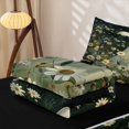 thumbnail image 5 of Erosebridal Spooky Ghost Zipper Queen Comforter Set with Fitted Sheet and 2 Pillowcases, Cute Daisy Zipper Bedding Set for Boys Girls, Green Off White, Black Reversible, 5 of 7