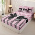 thumbnail image 2 of Manfei Dreamy Princess Bows Zipper Twin Comforter Sets with Fitted Sheet and 2 Pillowcases,Geometric Geometric Lines Zipper Bedding Set,Black Reversible,4pcs, 2 of 7