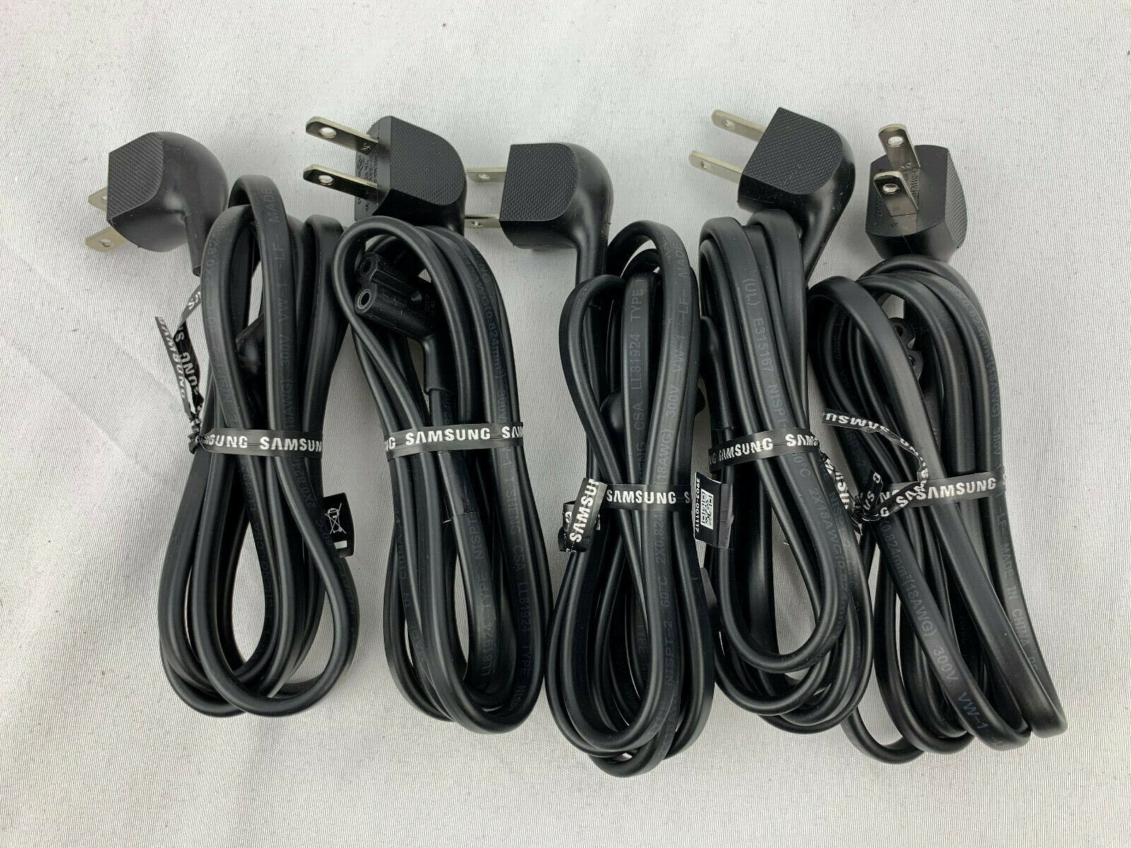 5 Pack 6FT TV AC Power Cord Samsung Angled 2 prong Figure 8 Right 90