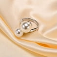thumbnail image 4 of 3mm Silver Band Stainless Steel Womens Personality White Pearl Ring Size 6 7 8 9, 4 of 6