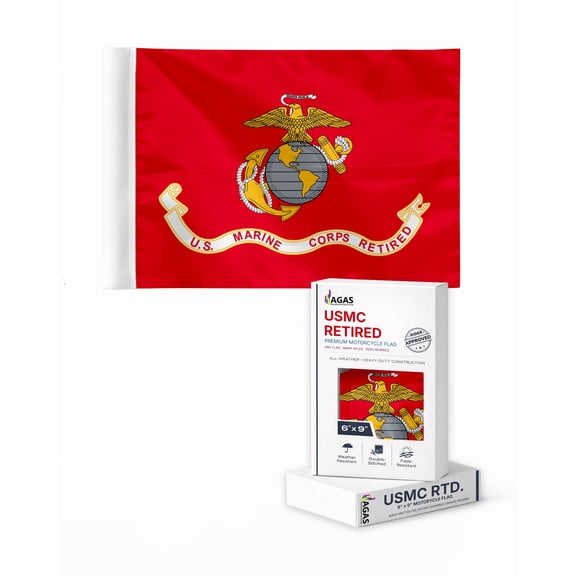AGAS 6x9in Marine Corps Retired Military Motorcycle Flag Printed Knitted Polyester