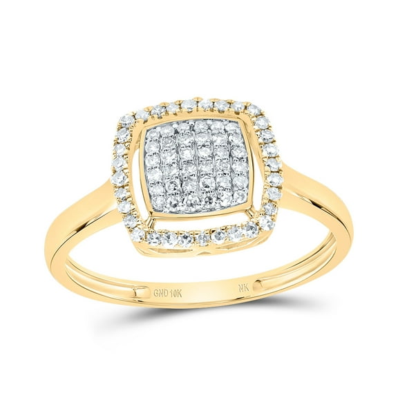 10kt Yellow Gold 1/4 Cttw Diamond Fashion Cushion Wedding Engagement Anniversary Ring, Women Size: 5-9