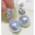 thumbnail image 6 of K-KED Natural 14-16mm White Edison Baroque Pearl Earrings 925S Zircon-Gold, 6 of 7