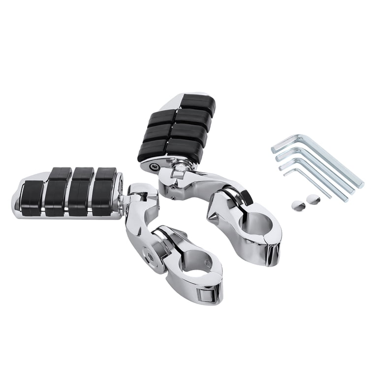 MASO Lot De 2 Pinces De Fixation Pour Repose-Pieds - Compatible Harley Honda Suzuki Yamaha - 3,20 Cm Chromées