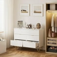 thumbnail image 4 of Masupu 6 Drawer Dresser, Modern Drawer Chest, Wide Storage Dresser Chest Cabinet Organizer Unit with Metal Legs, Chest of Drawers for Bedroom, Living Room, Closet, Entryway, White, 4 of 7