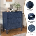 thumbnail image 5 of 3-Drawer Dresser Chest, Modern Wooden Flower Motif Dressers with Wide Storage Space Chest of Drawers Bedside Nightstand Dresser Closet for Living Room Bedroom, Hallway (Blue), 5 of 13