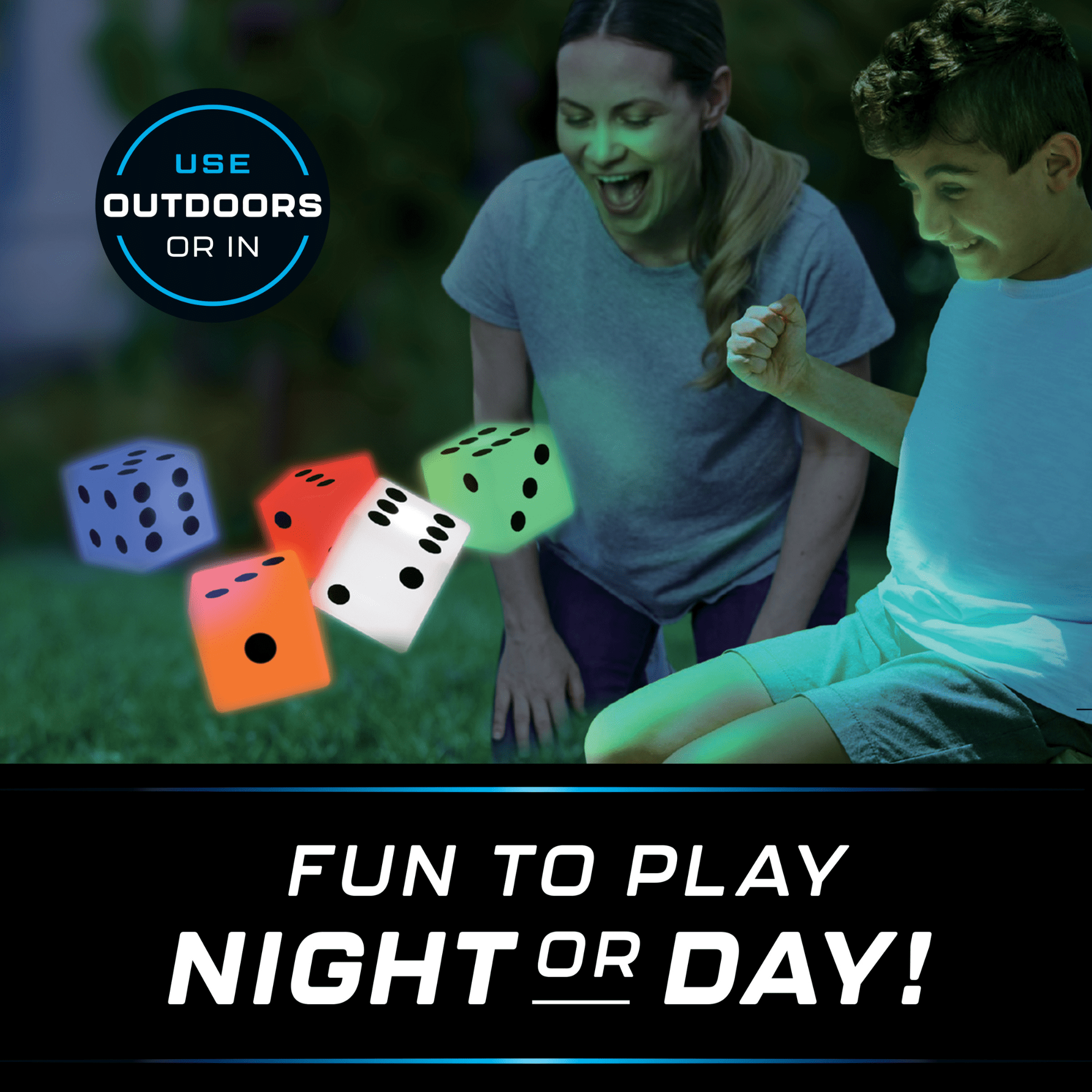 LED Jumbo Dice, Light-Up Game, for All Ages, by MinnARK