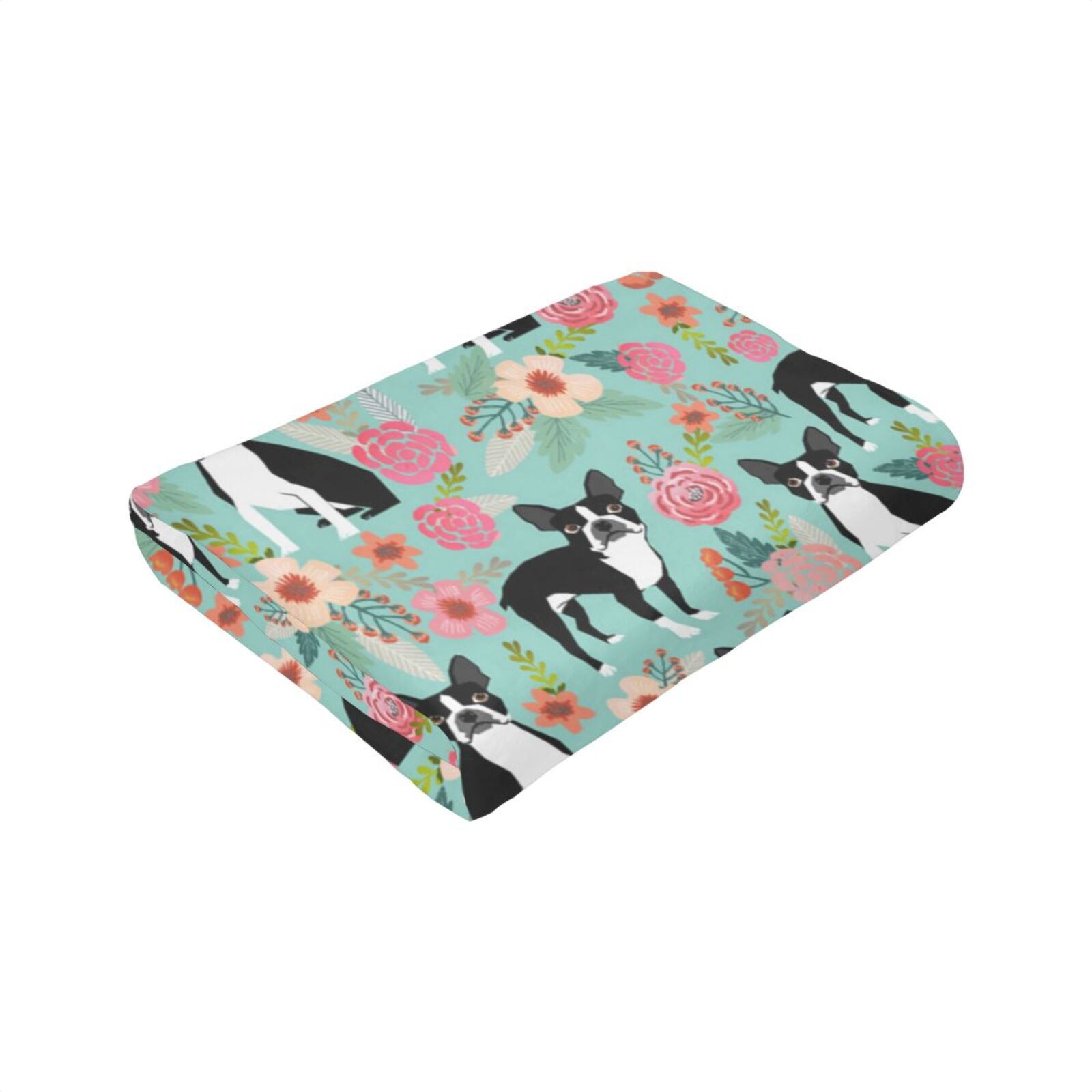 Boston Terrier Dogs Lovers Flower Floral Blanket Gifts For Kids Adults - Lightweight Throw Blanket For Bedroom Living Room Decor Soft Fuzzy Fleece Cozy Plush Bed Couch 80"X60"