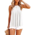 thumbnail image 2 of Gvmfive Women Casual Pleated Sleeveless Tank Tops Halter Neck Tunic T Shirt Cami Blouse, 2 of 3