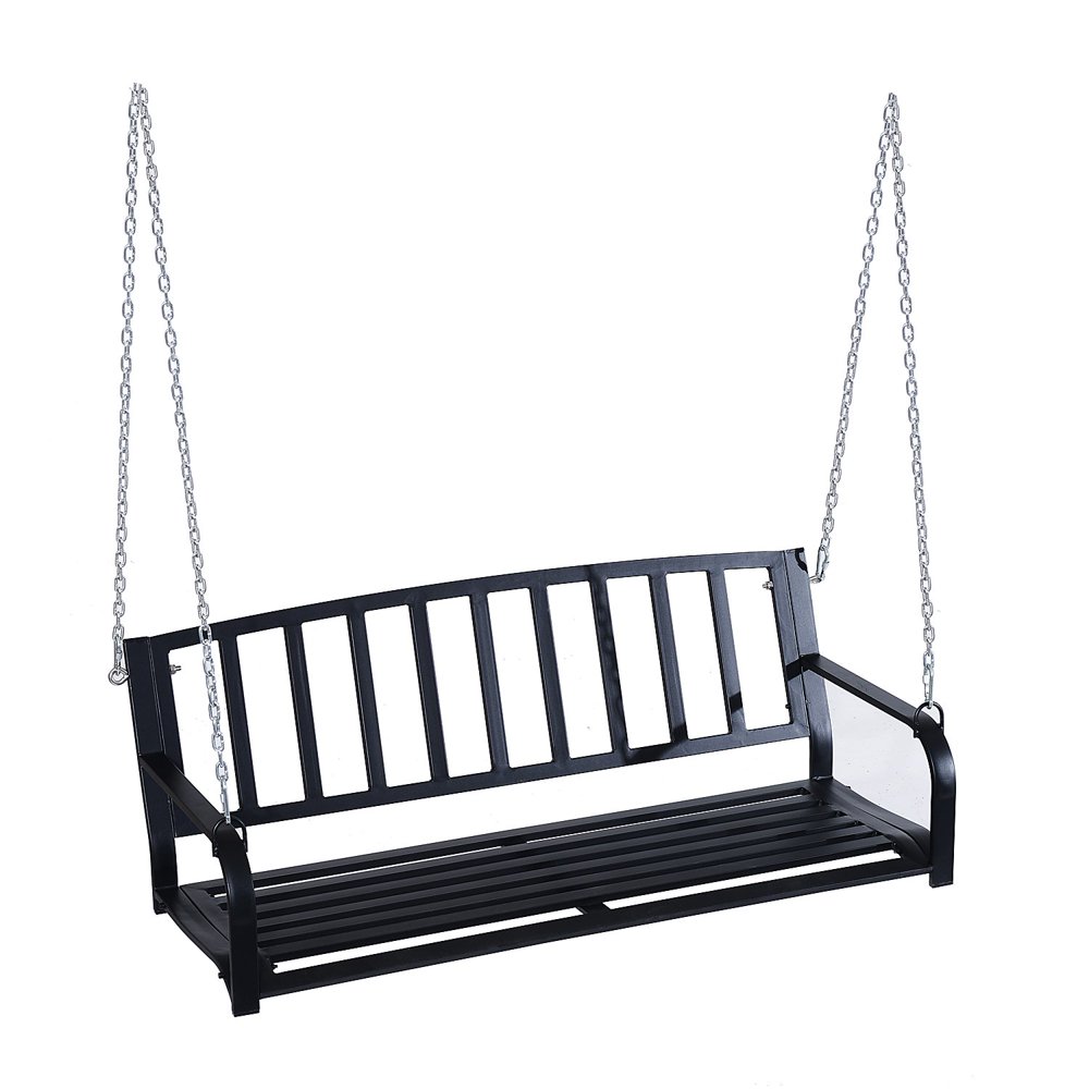 2 Person Outdoor Porch Swing Bench Black