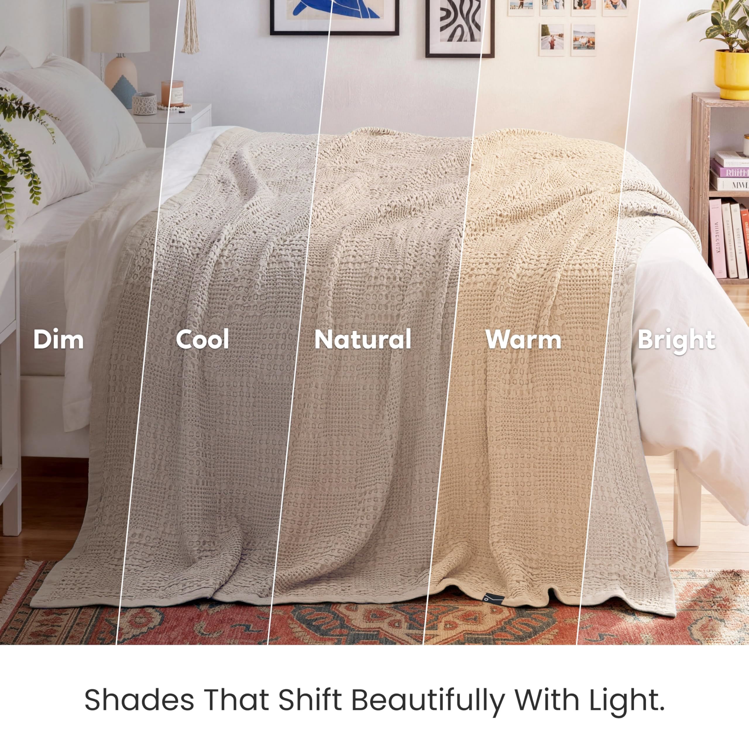 Joyfy Waffle Blanket - Turkish Cotton Soft Beige Blanket