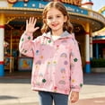 thumbnail image 3 of Eltusu Girls Hooded Jackets, Zip Up Windproof Lightweight Casual Kids Outerwear Pink Size 8-9 T, 3 of 9