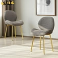 thumbnail image 2 of Hassch 2PCS Upholstered Dining Chairs in Gray Teddy Velvet, Modern Minimalist Kitchen Chairs with Golden Metal Legs and Ergonomic Backrest, Easy Assembly, 2 of 8