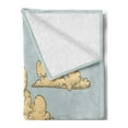 thumbnail image 2 of Cloud Soft Flannel Fleece Throw Blanket, Vintage Style Hand-Drawn Clouds in the Open Sky Image Repeating Pattern, Cozy Plush for Indoor and Outdoor Use, 70" x 90", Beige and Blue Grey, by Ambesonne, 2 of 5