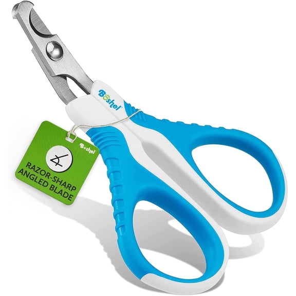 BOSHEL Ergonomic Comfortable Cat Nail Clippers - Stainless Steel Angled Blade Pet Grooming Scissors