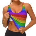 thumbnail image 3 of Uemuo Colorful Glitter Rainbow Pattern Women's Sports Bra - High Impact Support, Breathable, and Comfortable Athletic Bra for Running, Yoga, and Workouts, 3 of 9
