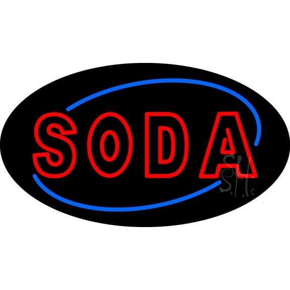 Red Soda LED Neon Sign 13 x 24 - inches, Black Square Cut Acrylic Backing, with Dimmer - Bright and Premium built indoor LED Neon Sign for Defence Force.