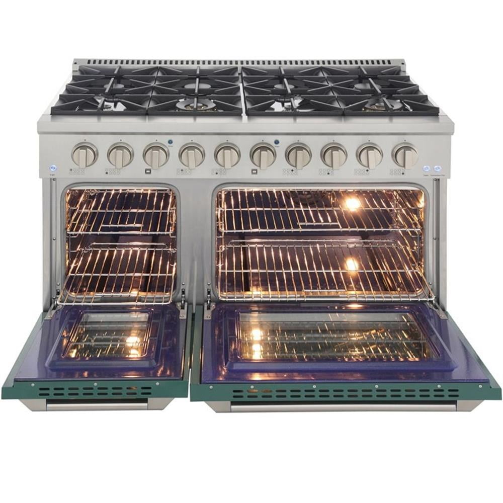 Pemberly Row 48" Stainless Steel Propane Gas Range in Silver/Green