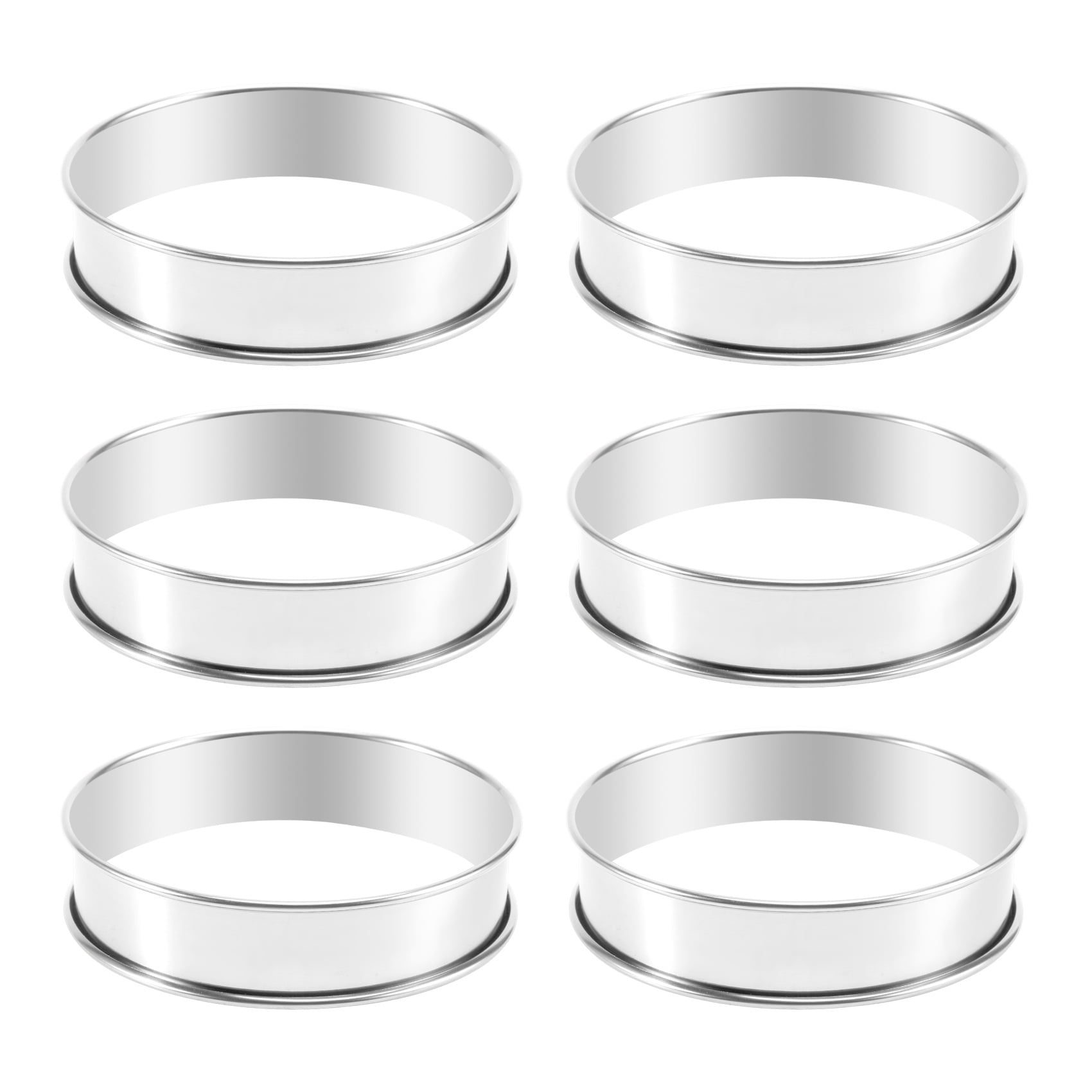 6 PCS Cooking Round Cake Ring Mold, Stainless Steel Muffin Tart Rings