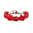 thumbnail image 3 of Diadema de flores Corona de flores Rosa artificial para mujer Diadema de flores Corona floral para el cabello Corona floral para despedida de soltera Rojo, 3 of 10