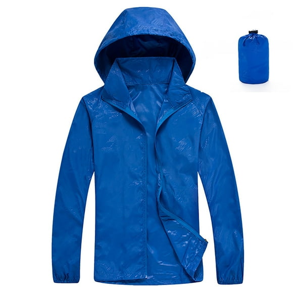Jienlioq Plus Size Coats Clearance Rain Jacket Womens with Hood Windbreaker Jackets Sun Hoodie Ultra Light Raincoats with Storage Bag
