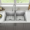 thumbnail image 3 of KRAUS Fairlane 33” Drop In / Top Mount Double Bowl 18-Gauge Stainless Steel Kitchen Sink, 3 of 7