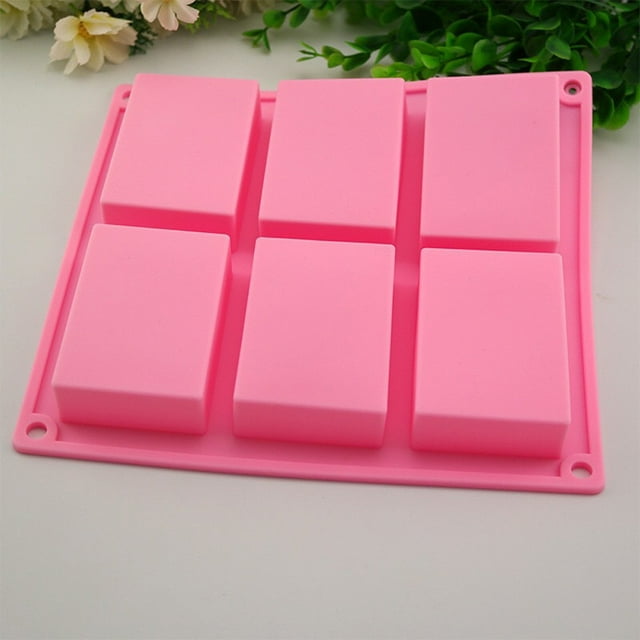 Agiferg 6 Cavity Plain Basic Rectangle Silicone Mould For Homemade Craft Soap Mold