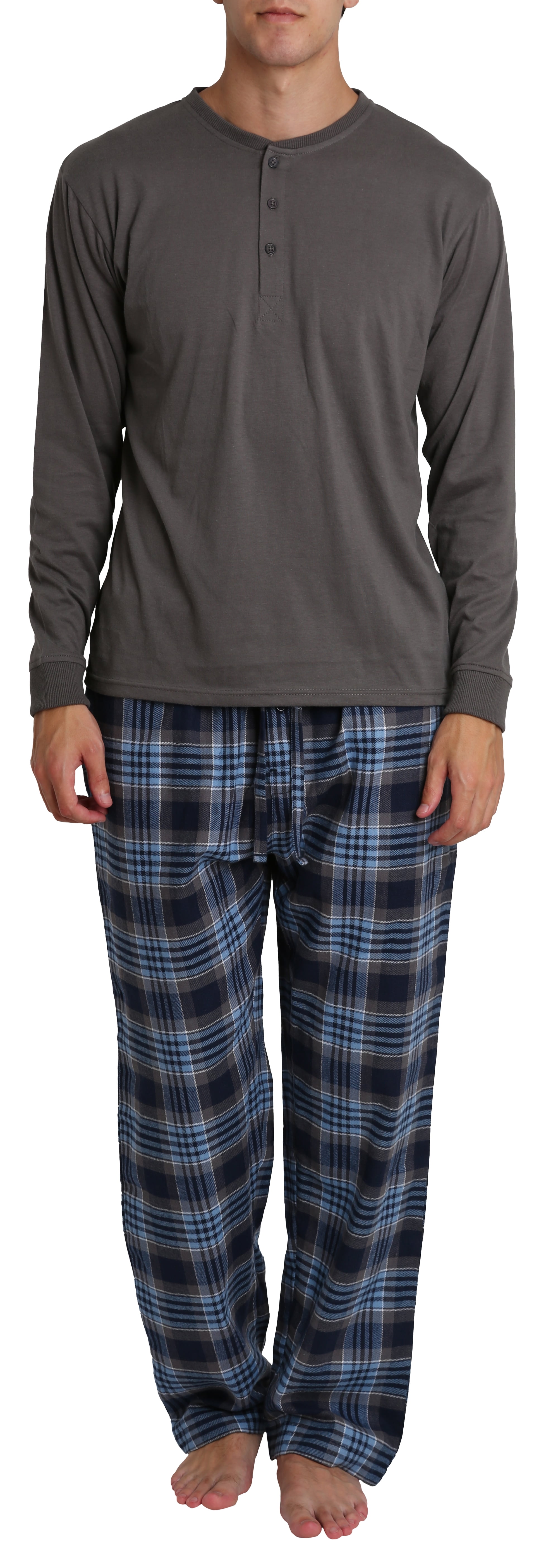 Adult Men's Flannel Pajama Jammies Big Tall Pant Long Sleeve Cotton Button Down PJ Shirt Set