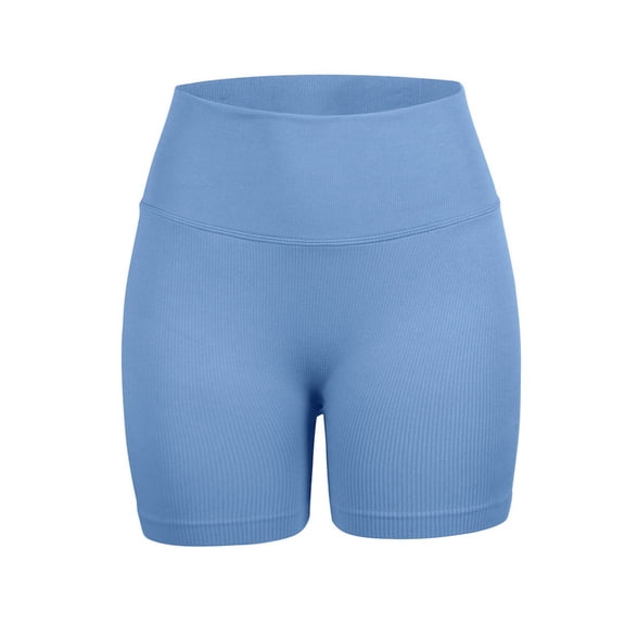 Women's High Waist Ribbed Biker Shorts – Compression Workout Yoga Shorts