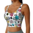 thumbnail image 2 of Fotbe Turtle Pattern Womens' Sports Bra Longline Wirefree Padded with Medium Support Sports Moisture-Wicking Workou Vest,Tank Top-, 2 of 9
