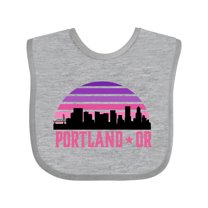 Inktastic Portland Oregon Retro Sunset Skyline Girls Baby Bib