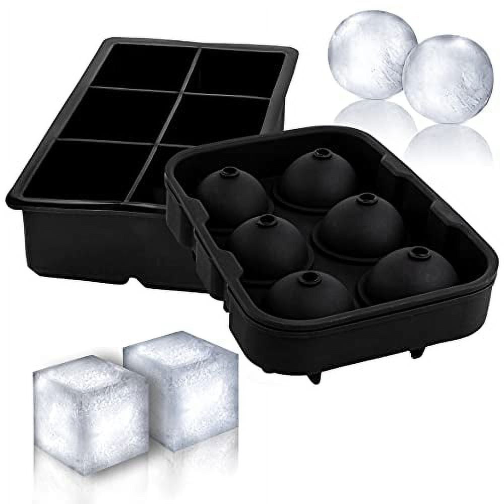 VEVOR Black Ice Cube Trays (Set of 2), 2-in-1 Combo with Silicone Sphere Ice  Ball Maker, Large Square Ice Cube Maker with Lid BQZZJHSTMBQ66DWGVV0 - The  Home Depot