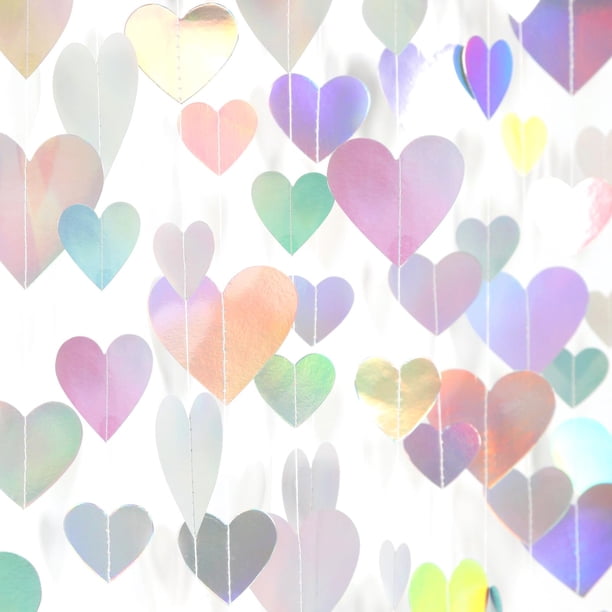 Guirnalda iridiscente con forma de corazón Burgleda para decoración de fiesta, 17,2 m