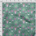 thumbnail image 4 of oneOone Cotton Poplin Dark Teal Green Fabric Flower Pots Motif Diy Clothing Quilting Fabric Print Fabric By Yard 42 Inch Wide, 4 of 4