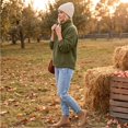 thumbnail image 5 of Sorvello Women's Lightweight Fleece Lined Jacket, Long Sleeve Casual Fall Outerwear With Pockets Army Green L, 5 of 7