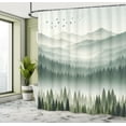 thumbnail image 2 of Ambesonne Green Shower Curtain, Contemporary Lands of Jungle, 69"Wx70"L, Cadet Blue Grey Teal, 2 of 4