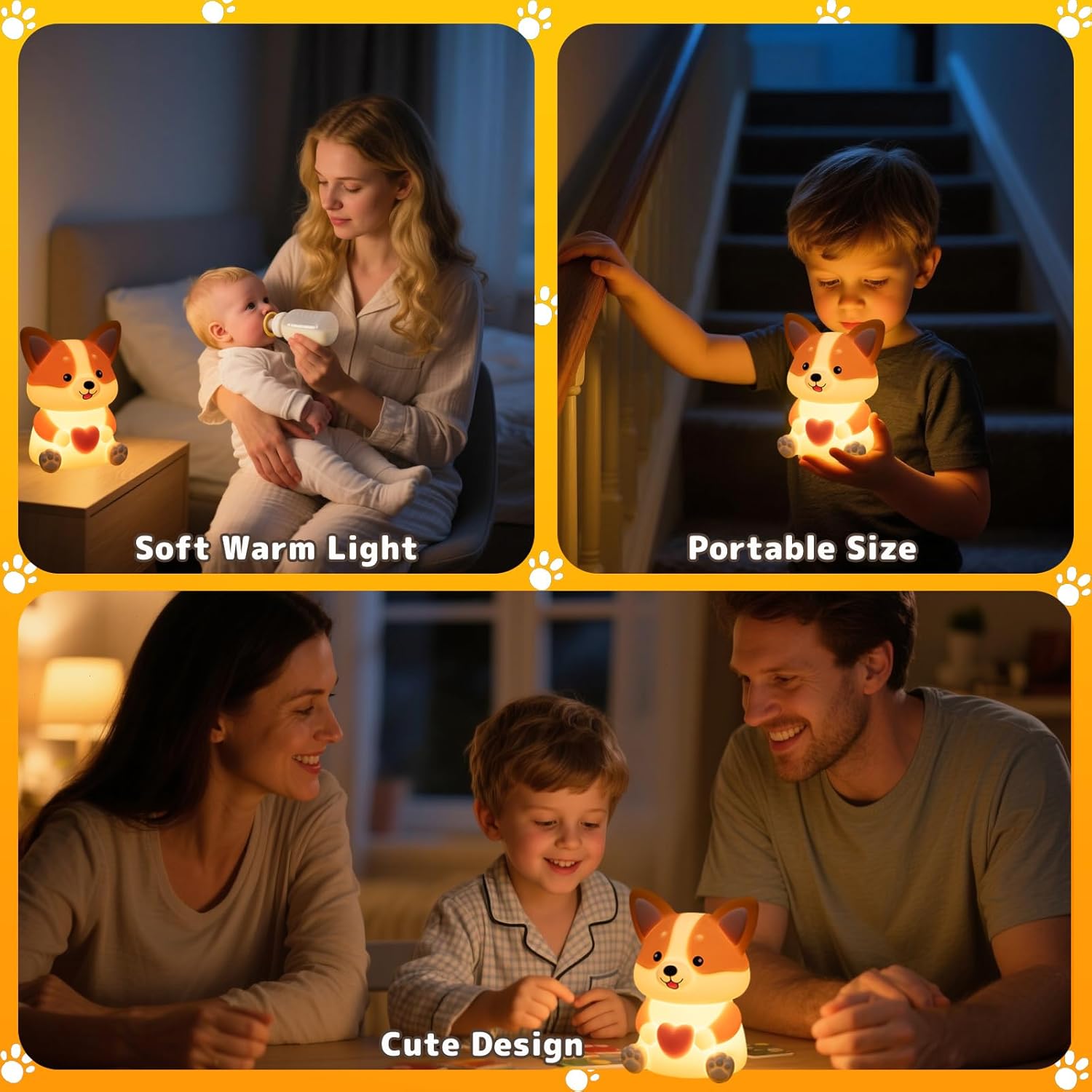Dog Night Light for Kids, Cute Puppy Silicone Nursery Lamp, 3 Level Dimmable Touch Light with 30M Timer, Rechargeable Baby Night Light for Kids Room, Gifts for Women Boys Girls