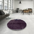 thumbnail image 4 of Ahgly Company Machine Washable Indoor Round Abstract Viola Purple Area Rugs, 6' Round, 4 of 7
