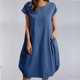 thumbnail image 4 of Vestido de blusa de camisa de lino de algodón Vestido de mujer de corte holgado con bolsillos Traje diario FLhrweasw Nuevo, 4 of 9