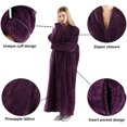 thumbnail image 4 of Oksun Womens Zip up Bathrobes Long Plush Fleece Warm Dressing Robe Purple XL, 4 of 5