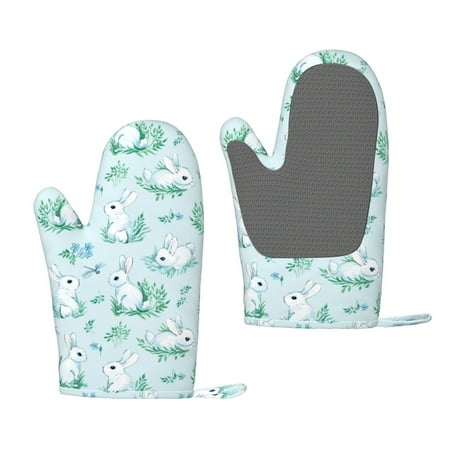 

Lafuoo Rabbit And Dragonfly Pattern Silicone Anti-Scalding Gloves Hanging Rope Gloves are Suitable for Kitchen Utensils for Kitchen Baking Cooking Outdoor Barbecue